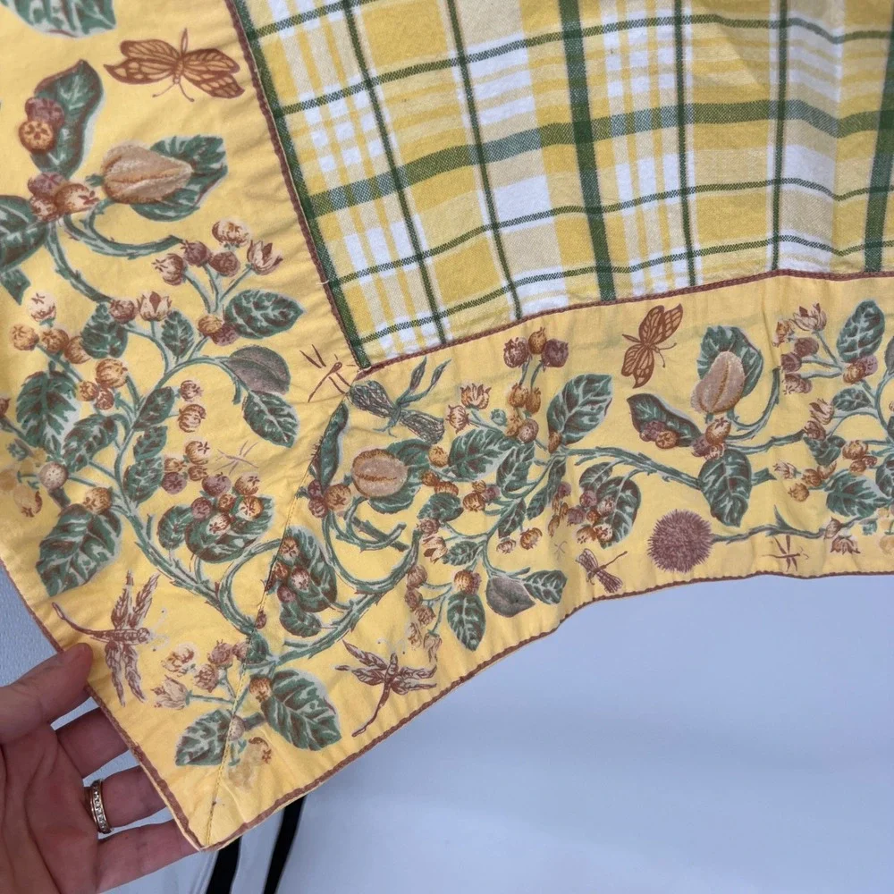 April Cornell Y2K Square Tablecloth Yellow Plaid 45x45
